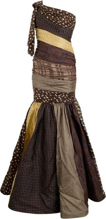 Moschino Jurk met &eacute;&eacute;n schouder en patchwork - Dames - Avondkleed - Veelkleurig - S - Polyester - Kleedjes