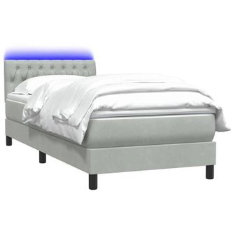 vidaXL Cama Box Spring Con Colch&oacute;n Terciopelo Gris Claro 80x210 Cm Vidaxl