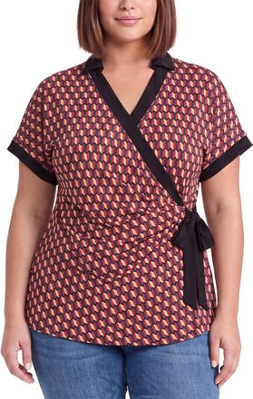 Anne Klein Plus Collared Wrap Top