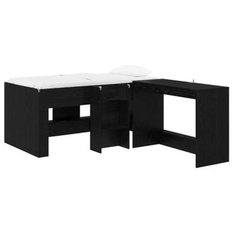vidaXL Cama Alta Para Ni&ntilde;os Con Escritorio 2 Uds. Roble Negro Vidaxl