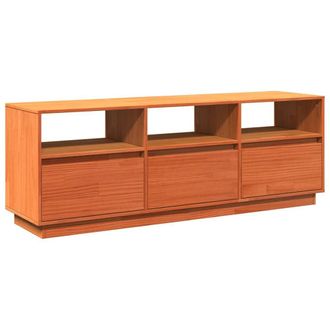 Berkfield Home TV Cabinet Wax Brown 140x37x50 cm Solid Wood Pine | Size: 140 x 37 x 50 cm