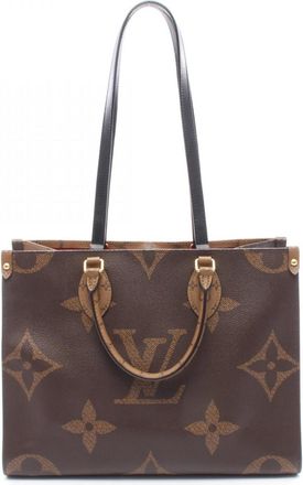 Louis Vuitton Beige Brown Monogram Coated Canvas Leather Handbag Tote Bag (Pre-Owned)