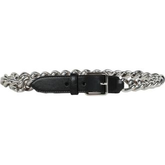 McQ by Alexander McQueen Chain Trim Leather Belt in Black at Nordstrom Rack, Size 70