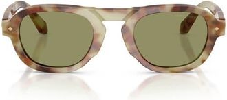 A|X Armani Exchange 49mm Pillow Sunglasses in Brown Mint Tortoise /Green at Nordstrom