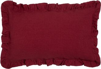 Puro Lino Pillowcase With Curled Shuttlecocks Pure Linen Stonewash Cherry