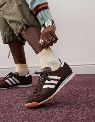 adidas Originals SL 72 OG - Sneakers marroni e bianche-Marrone