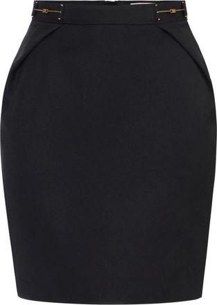 Elisabetta Franchi Minirok van gabardine met juweel-bitjes - Dames - Rokken - Zwart - Maat: L Gabardine
