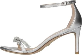 Stuart Weitzman Nudist SW Bow 75 - Dames - Sandalen met hakken - Grijs - 38 EU - Leer - Schoenen