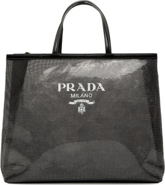 Prada Pre-owned Prada Large Sequined Mesh Logo Tote Ladies JZ5Y78ZB91LY3S28