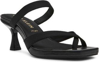 Anne Klein Jevelli Toe Loop Sandal in Black Stretch at Nordstrom, Size 9.5