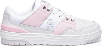 Tommy Hilfiger White Pink Smooth Basket Sneakers