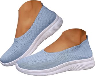 Generic Womens Slip On Tennis Shoes Mesh Knit Casual Walking Sneakers Lightweight Loafer Outdoor Athletic Workout Running Orthopedic Shoes Women Wide Woven Br