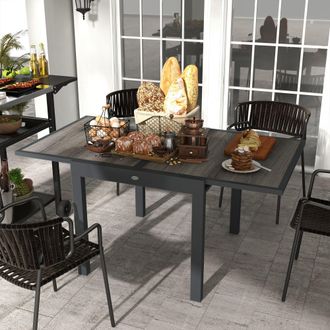 OUTSUNNY Extendable Outdoor Dining Table Aluminium Rectangle Patio Table in Grey