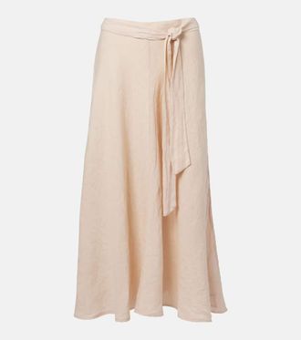 Velvet Malina linen midi skirt