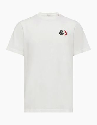 Moncler Mens TRIPLE LOGO COTTON T SHIRT - White - Size: 36