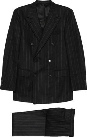 Caruso pinstripe double-breasted suit - men - Wool/Cupro - 48 - Black