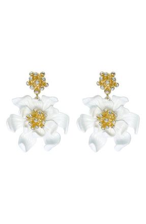 Ted Baker Fulva Furled Flower Enamel Drop Earrings in Metallic Gold at Nordstrom