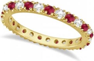 Allurez Diamond and Ruby Eternity Band Stackable Ring 14K Yellow Gold (0.51ct)