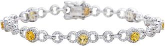 Suzy Levian Silver 3.86 Ct. Tw. Diamond & Yellow Sapphire Tennis Bracelet