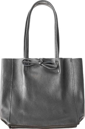 Zwillingsherz Tragetasche ZWILLINGSHERZ Ledershopper Small, Damen, schwarz, Leder, unifarben, Taschen Tragetasche, mit Schulterhenkel und Bindeband