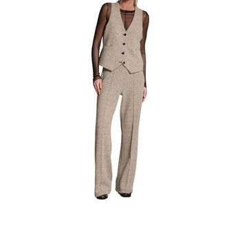 Mason's Wide Trousers, female, Beige, M, Beige Boucl&eacute; Jersey Chino Trousers