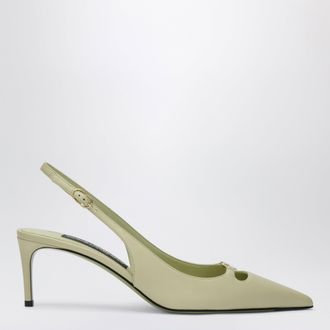 Dolce & Gabbana Lollo slingback pumps in silk nappa, sage