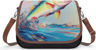 Generic Bass Fishing Art Womens Crossbody Bag Fashion Shoulder Handbags Message Tote Bag with Adjustable Strap