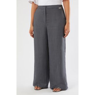 Marina Rinaldi Agenda Wide Leg Pants in Medium Grey at Nordstrom, Size 18W