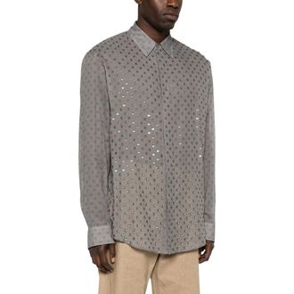 Dries Van Noten Casual Shirts, male, Brown, Size: L Classic Collar Long Sleeve Shirt