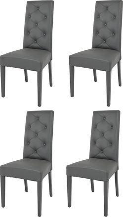 Tommychairs Tommychairs 4 Sillas Chantal En Haya, Asiento En Polipiel Gris Oscuro