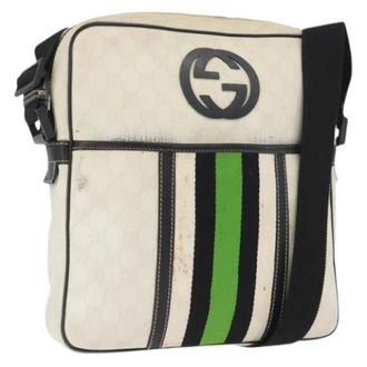 Gucci Pre-owned Cross Body Bags, female, White, Size: ONE SIZE Pre-owned Vintage GG Canvas Shoulder Bag