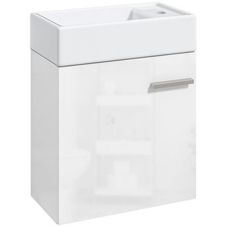 HOMCOM Mueble de ba&ntilde;o 40x23x50 cm blanco brillante