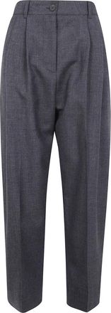STUDIO NICHOLSON Acuna Double Pleat Front Pant - Dames - Broeken - Grijs - 3XS - Leer - Broeken
