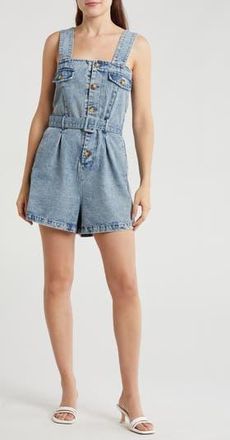 Vigoss Belted Denim Romper in Medium Wash at Nordstrom Rack, Size X-Large