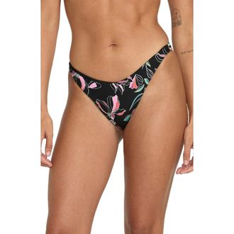 Volcom Dream In Bloom Rib Bikini Bottoms in Black Multi at Nordstrom, Size X-Small