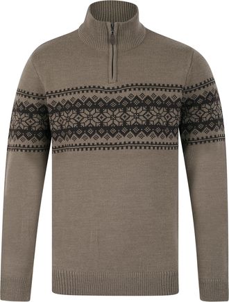 Kensington Eastside Mens Moseph Quarter Zip Fairisle Knit Funnel Neck Jumper