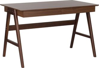 Beliani Escritorio Madera Oscura 120 X 70 Cm 2 Cajones Oficina En Casa Multiusos Sheslay