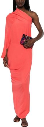 Cortana Kleedjes, Dames, Rood, M, Asymmetrische Maxi Jurk met E&eacute;n Schouder