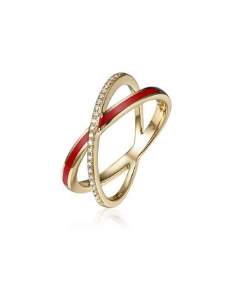 Diana M. Jewels Fine Jewelry 14K 0.06 Ct. Tw. Diamond Enamel Half-Eternity Ring