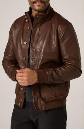 7 Diamonds Pathfinder Genuine Leather Jacket in Chocolate at Nordstrom, Size Xx-Large