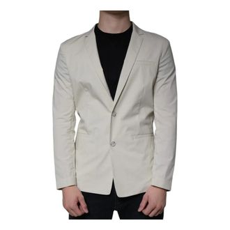 Paolo Pecora Jassen, Heren, Beige, S, Katoen, Beige Slim Fit Blazer
