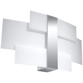 Sollux Lighting L&aacute;mpara de pared cromo, blanco acero, vidrio alt. 23 cm