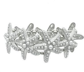 Olivia Welles Island Star Stretch Bracelet in Silver /White at Nordstrom Rack