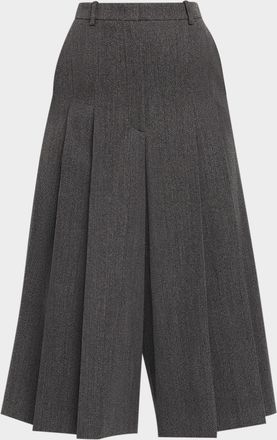 Michael Kors Pleated Twill Wide-Leg Culotte Pants