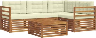 vidaXL Conjunto De Sof&aacute;s De Exterior 5 Uds. Natural Y Crema Vidaxl