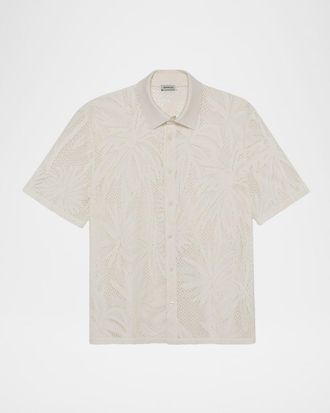 SIMKHAI Mens Conrad Lace Button-Front Shirt