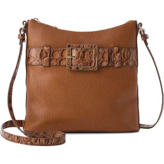 Brahmin Katie Croc Embossed Leather Crossbody Bag in Cinnamon at Nordstrom