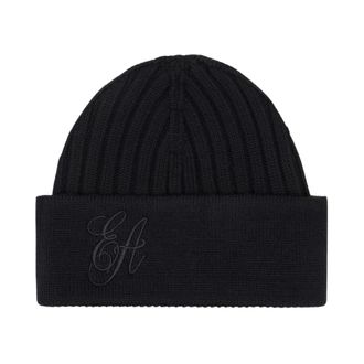 Emporio Armani Berretto in Lana a Coste con Ricamo Firma - - Accessories - Donna - Nero - M
