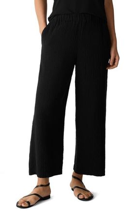 Eileen Fisher Stretch Organic Cotton Ankle Lantern Pants in Black at Nordstrom, Size Xx-Small