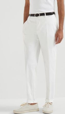 Brunello Cucinelli Comfort gabardine trousers in Snow at Nordstrom, Size 58 It